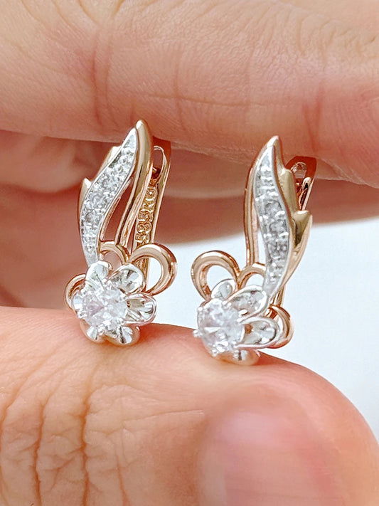 Luxury Zircon Drop Earrings – Elegant Rose Gold Women Party & Wedding Jewelry