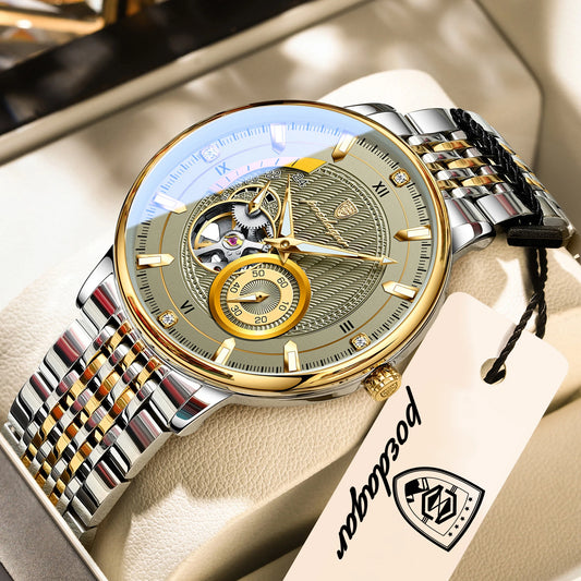 Luxury Skeleton Automatic Watch – Stainless Steel Luminous Design