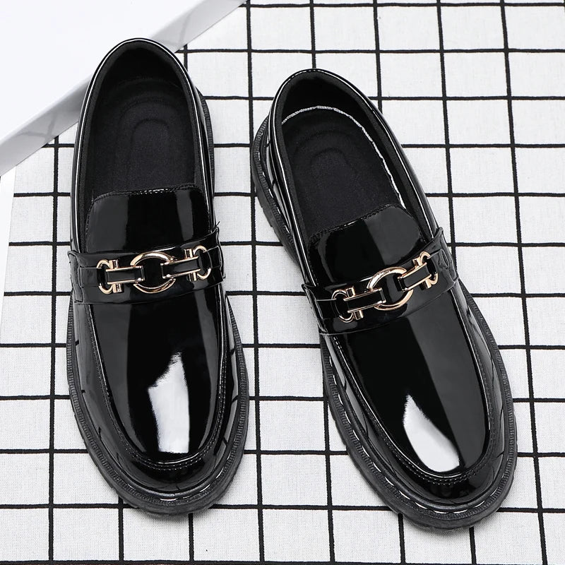 Menβs Horse Buckle Casual Loafers β Black Business Style