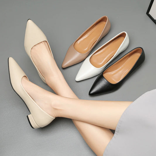 ELEGANT POINTED TOE SQUARE HEEL PUMPS