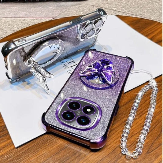 Glam Mirror Phone Case – Sparkle Butterfly Cover with Wrist Strap & Stand