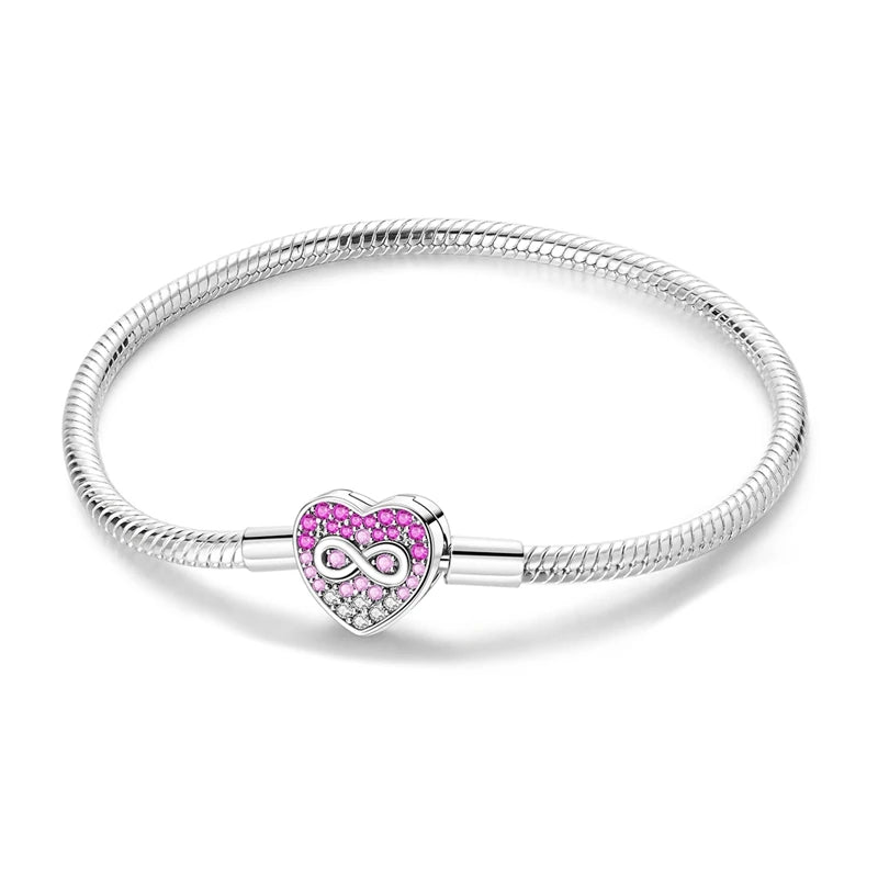 Elegant Heart Charm Bracelet β 925 Silver DIY Beads Jewelry