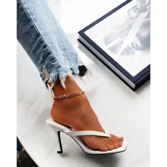 Modern Slip-On High Heel Sandals with Simple Elegant Strap Design