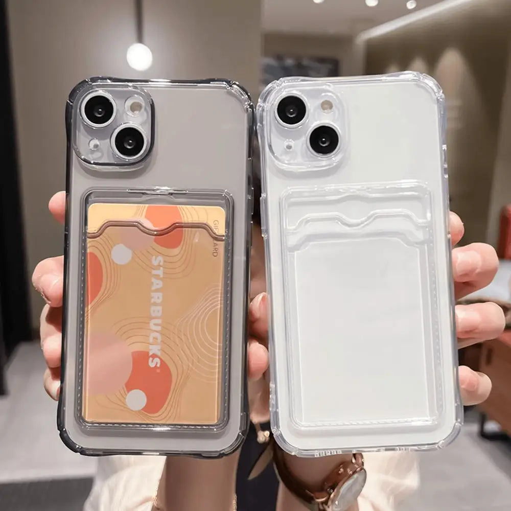Clear Card Holder Phone Case Slim Wallet Back Cover Samrond Clear Card Holder Phone Case Slim Wallet Back Cover Samrond