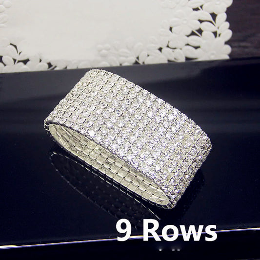 Full White Crystal Elastic Tennis Bracelet for Women – Elegant Wedding Style
