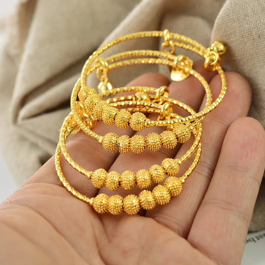 Traditional Style Kids Bracelets – 18K Gold Color Baby Bangles Set