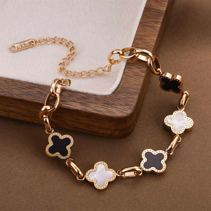 Minimal Lucky Chain Bracelet β Women Fashion Titanium Steel Clover Charm
