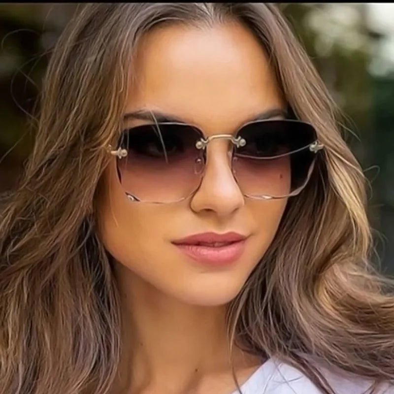 Luxury Unisex Rimless Sun Glasses – 3PCS Fashion UV Protection Shades