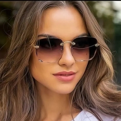Luxury Unisex Rimless Sun Glasses – 3PCS Fashion UV Protection Shades