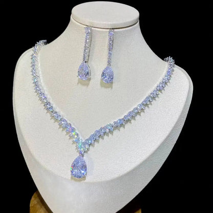 Sparkling Water Drop Wedding Jewelry – Elegant Women’s Necklace & Earring Set