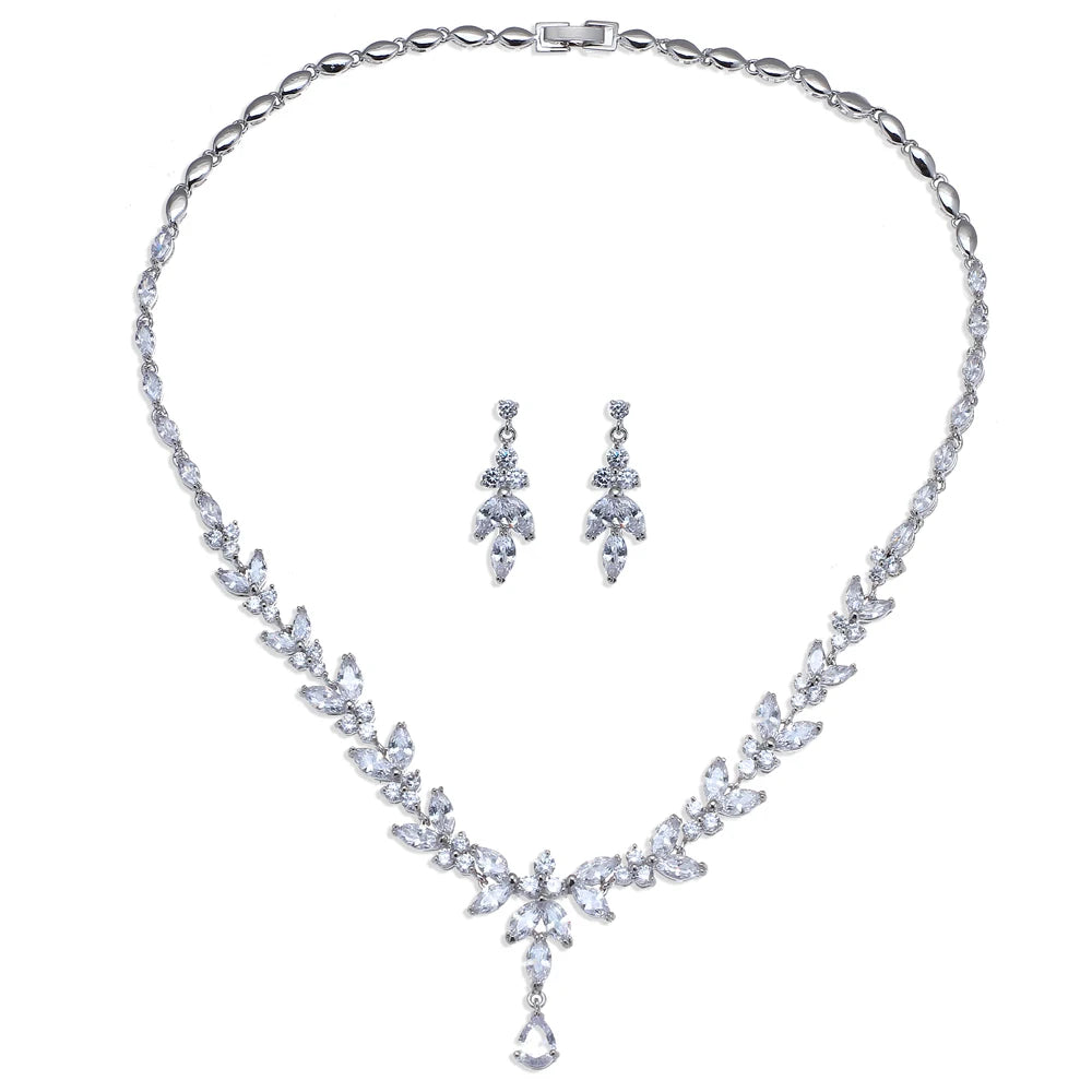 Timeless Cubic Zirconia Necklace & Earrings – Elegant Women’s Jewelry Gift Set