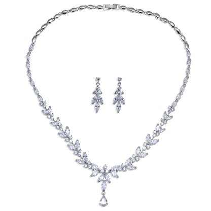 Timeless Cubic Zirconia Necklace & Earrings – Elegant Women’s Jewelry Gift Set
