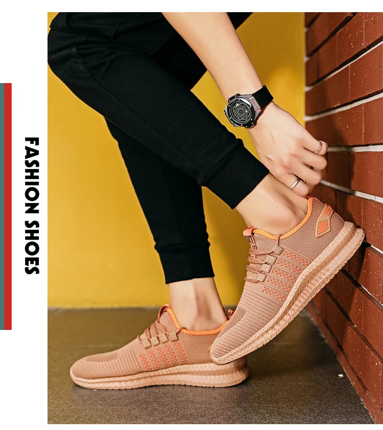 Men’s Lightweight Breathable Sneakers – Casual Lace-Up Walking Shoes