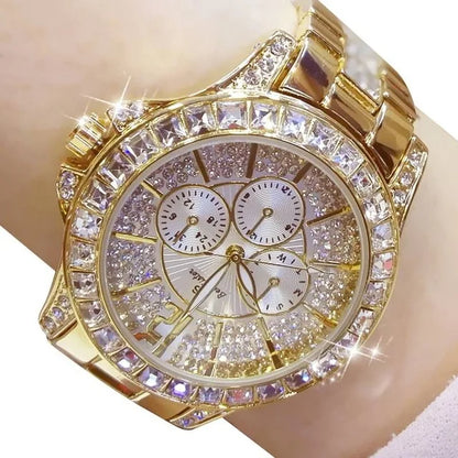Top Brand Style Women Watch – Crystal Diamond Look Quartz Rose Gold Watch