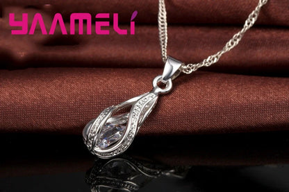 Women’s CZ Pendant Jewelry Collection – Elegant 925 Silver-Plated Gift Set