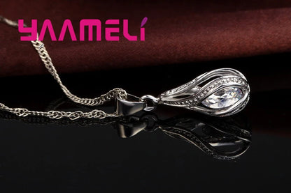 Women’s CZ Pendant Jewelry Collection – Elegant 925 Silver-Plated Gift Set