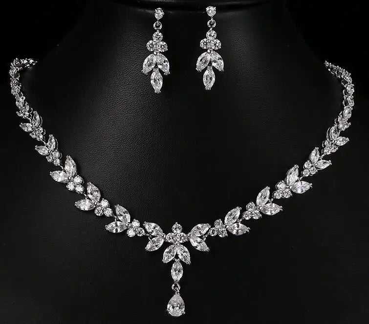 Timeless Cubic Zirconia Necklace & Earrings – Elegant Women’s Jewelry Gift Set