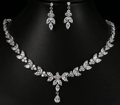 Timeless Cubic Zirconia Necklace & Earrings – Elegant Women’s Jewelry Gift Set