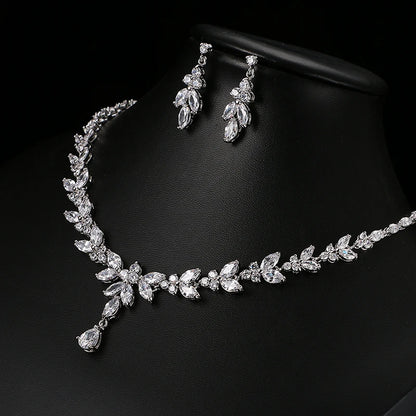 Timeless Cubic Zirconia Necklace & Earrings – Elegant Women’s Jewelry Gift Set
