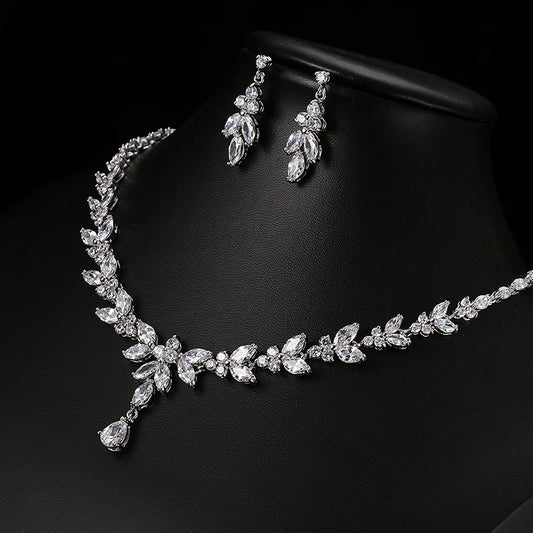 Timeless Cubic Zirconia Necklace & Earrings – Elegant Women’s Jewelry Gift Set