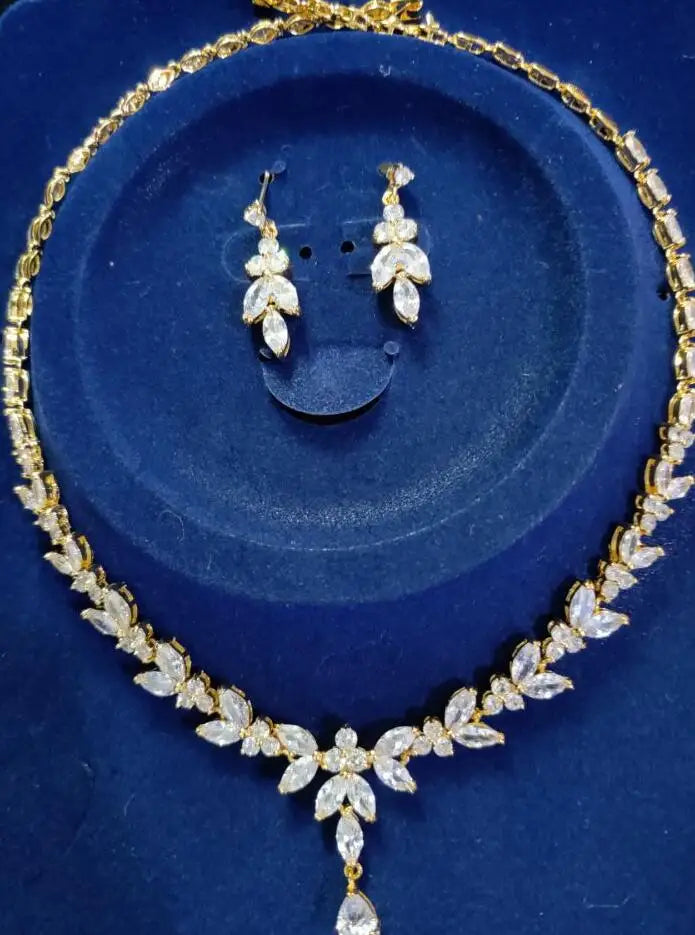 Timeless Cubic Zirconia Necklace & Earrings – Elegant Women’s Jewelry Gift Set