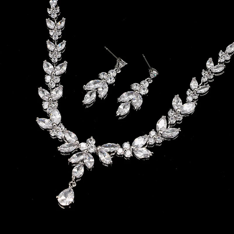 Timeless Cubic Zirconia Necklace & Earrings – Elegant Women’s Jewelry Gift Set