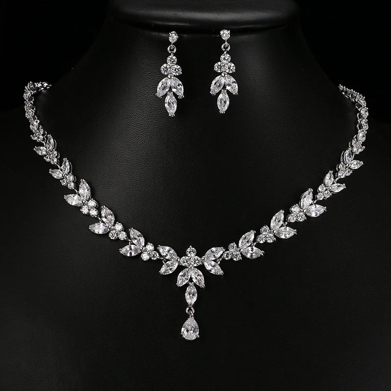 Timeless Cubic Zirconia Necklace & Earrings – Elegant Women’s Jewelry Gift Set
