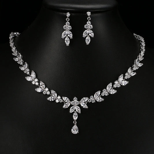 Timeless Cubic Zirconia Necklace & Earrings – Elegant Women’s Jewelry Gift Set