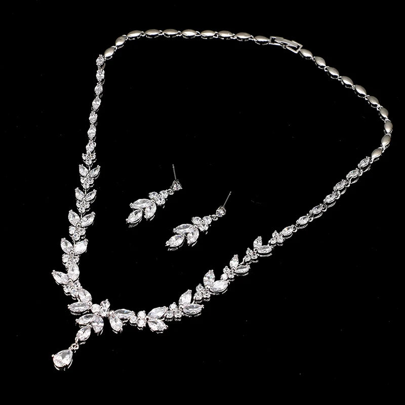 Timeless Cubic Zirconia Necklace & Earrings – Elegant Women’s Jewelry Gift Set