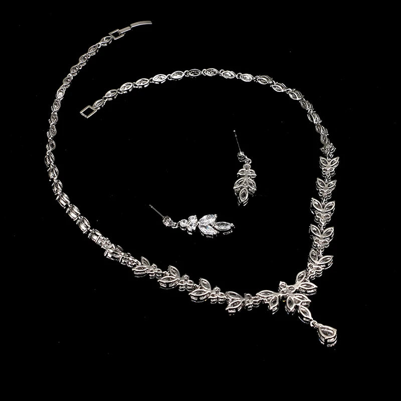 Timeless Cubic Zirconia Necklace & Earrings – Elegant Women’s Jewelry Gift Set