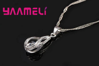 Women’s CZ Pendant Jewelry Collection – Elegant 925 Silver-Plated Gift Set