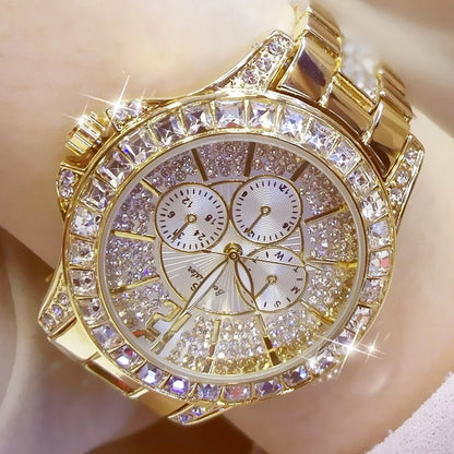Top Brand Style Women Watch – Crystal Diamond Look Quartz Rose Gold Watch
