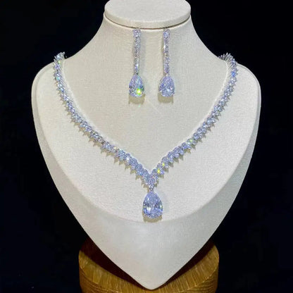 Sparkling Water Drop Wedding Jewelry – Elegant Women’s Necklace & Earring Set