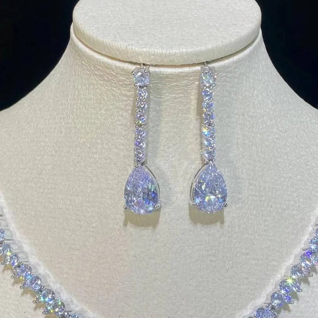 Sparkling Water Drop Wedding Jewelry – Elegant Women’s Necklace & Earring Set