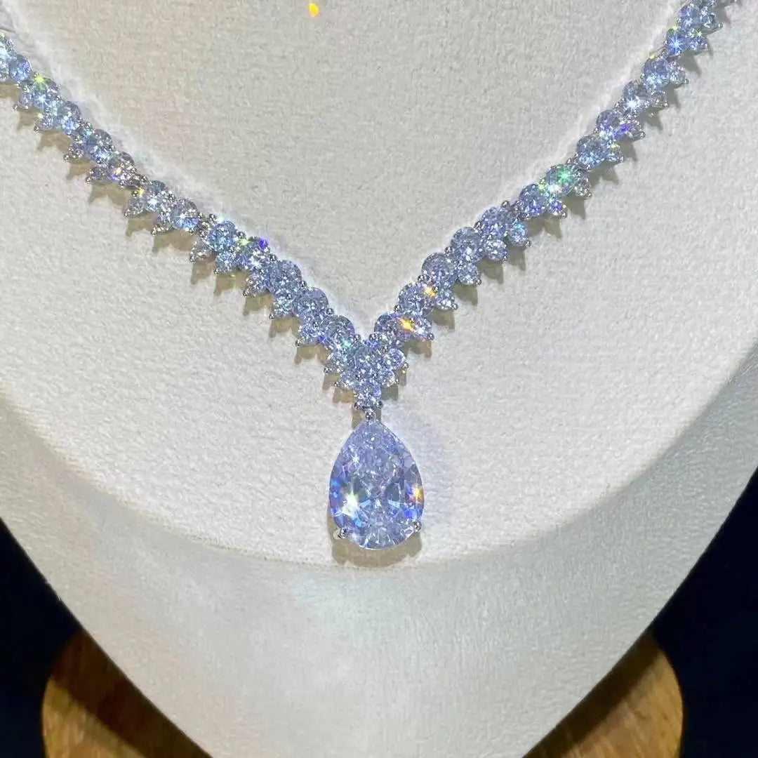 Sparkling Water Drop Wedding Jewelry – Elegant Women’s Necklace & Earring Set