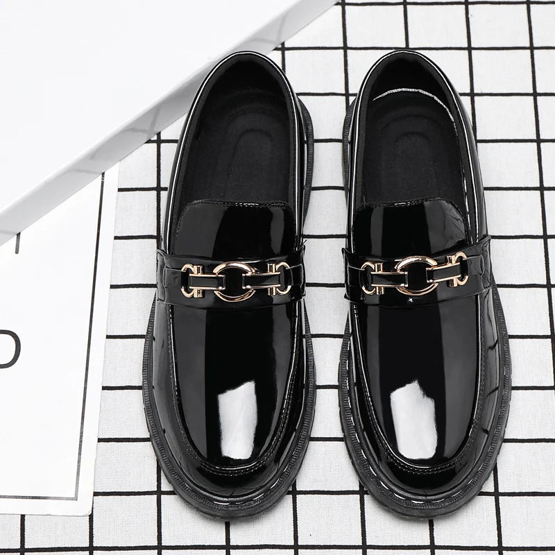 Men’s Horse Buckle Casual Loafers – Black Business Style