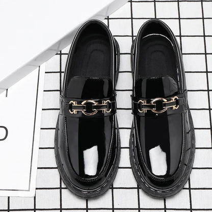 Men’s Horse Buckle Casual Loafers – Black Business Style