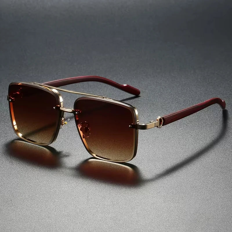 Fashion Square Metal Sunglasses – Pilot Style Double Bridge Sun Glasses
