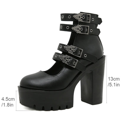 DARK GOTH PLATFORM MARY JANE BLOCK HEELS