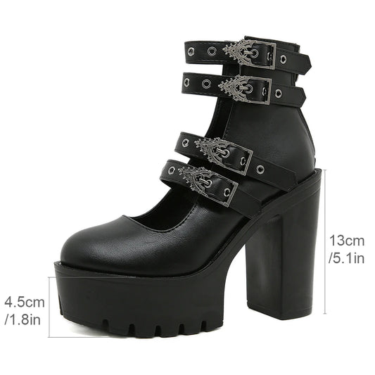 DARK GOTH PLATFORM MARY JANE BLOCK HEELS