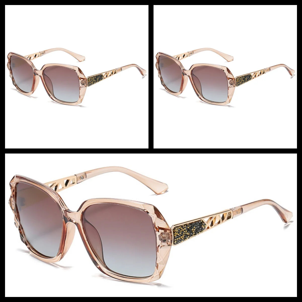 Elegant UV Protection Sunglasses with Sparkling Diamond-Inspired Finish