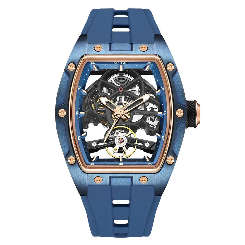 Automatic Sport Mechanical Watch – Tonneau Dial Silicone Strap