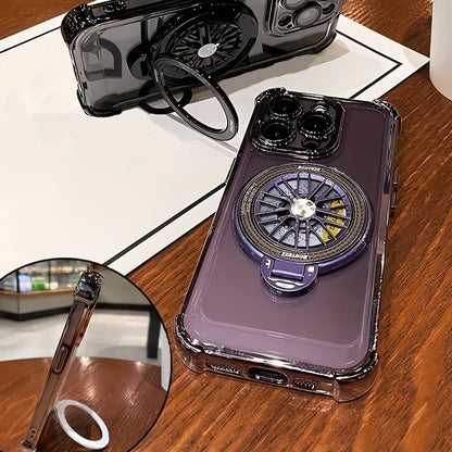 360° Rotating Magnetic Stand Phone Case – Clear Armor Plating Protection Cover