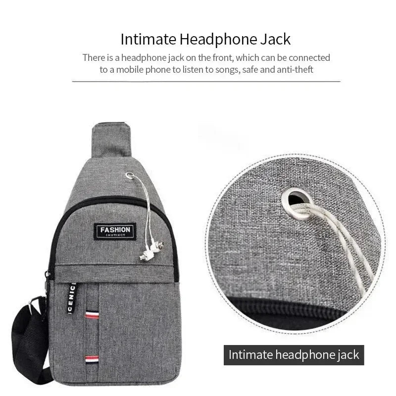 Nylon Canvas Men Shoulder Bag – Slim Crossbody Travel Messenger Bag