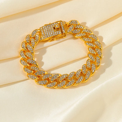 Minimalist Gold Cuban Bracelet with Waterproof Stainless Steel Design