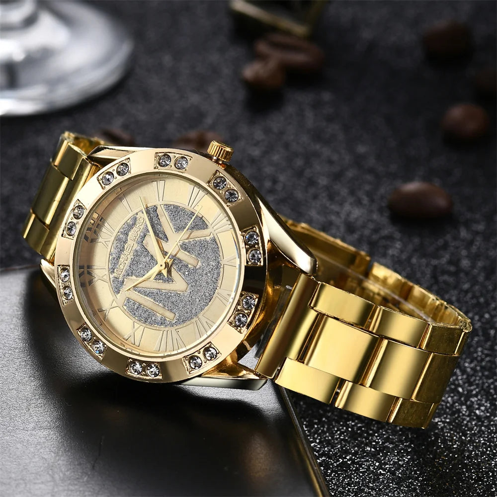 Sophisticated Gold-Tone Quartz Watch for Women – Stylish Everyday Wristwatch Gift