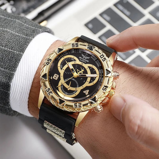 Minimal Analog Quartz Wrist Watch with Silicone Strap for Men