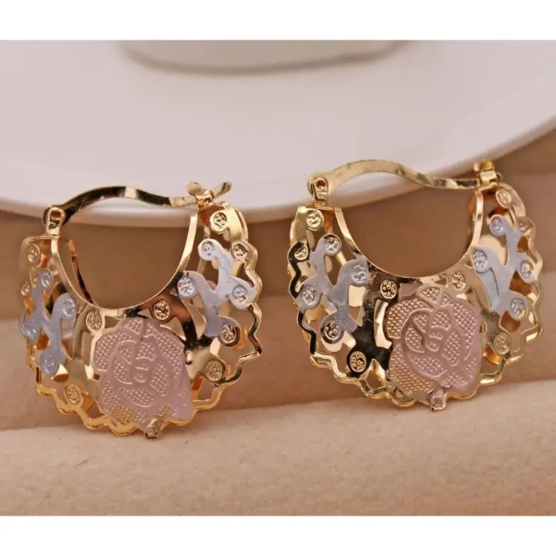 Classic Women’s Hoop Earrings – 14K Gold-Plated Jewelry for Weddings & Parties