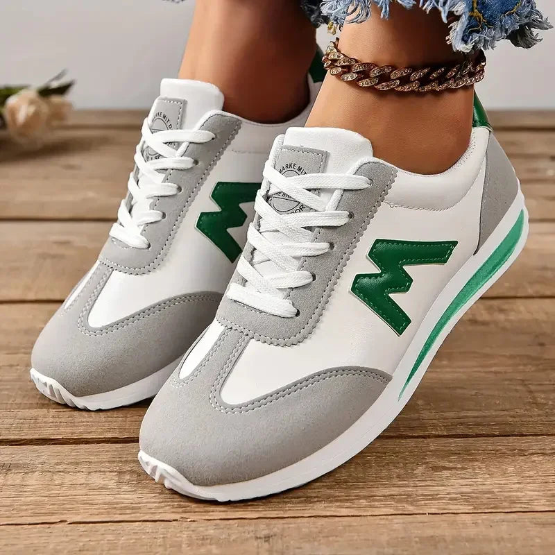 Women’s Lightweight Breathable Cross-Lace Sneakers – Round Toe Casual Style