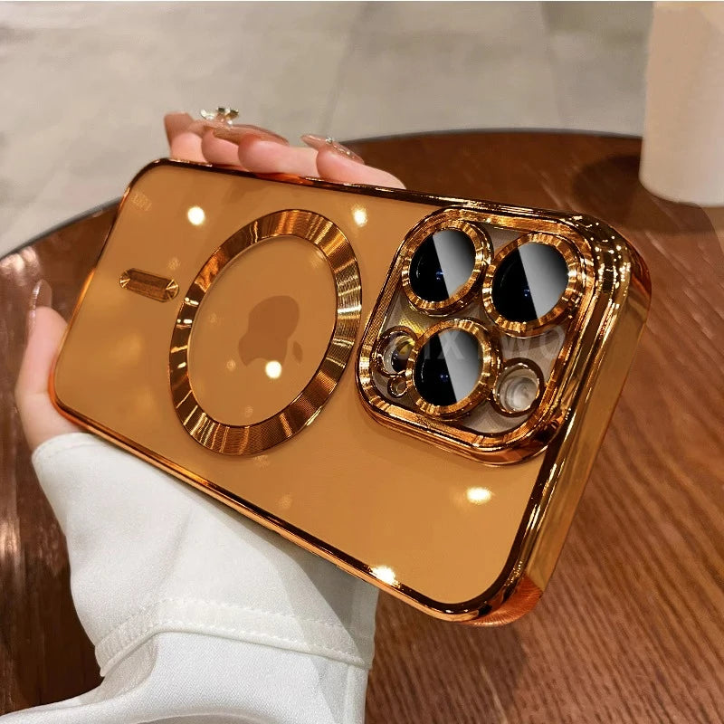 Magnetic Clear Plating Phone Case – MagSafe Compatible Shockproof Cover
